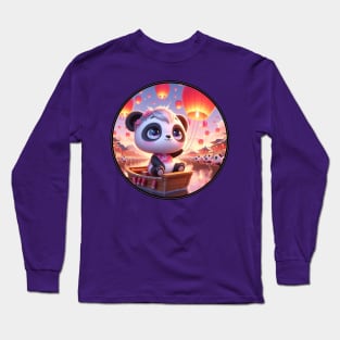 Cute Panda with Lantern Long Sleeve T-Shirt